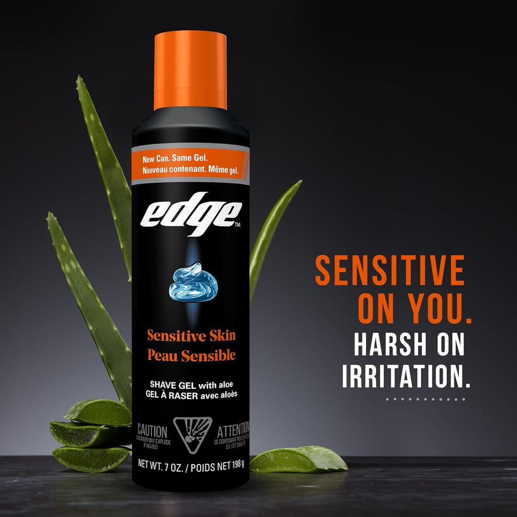 Edge Shaving Gel for Men, Sensitive Skin with Aloe, (6 Pack) - Shave Gel For Men That Moisturizes, Protects and Soothes To Help Reduce Skin Irritation