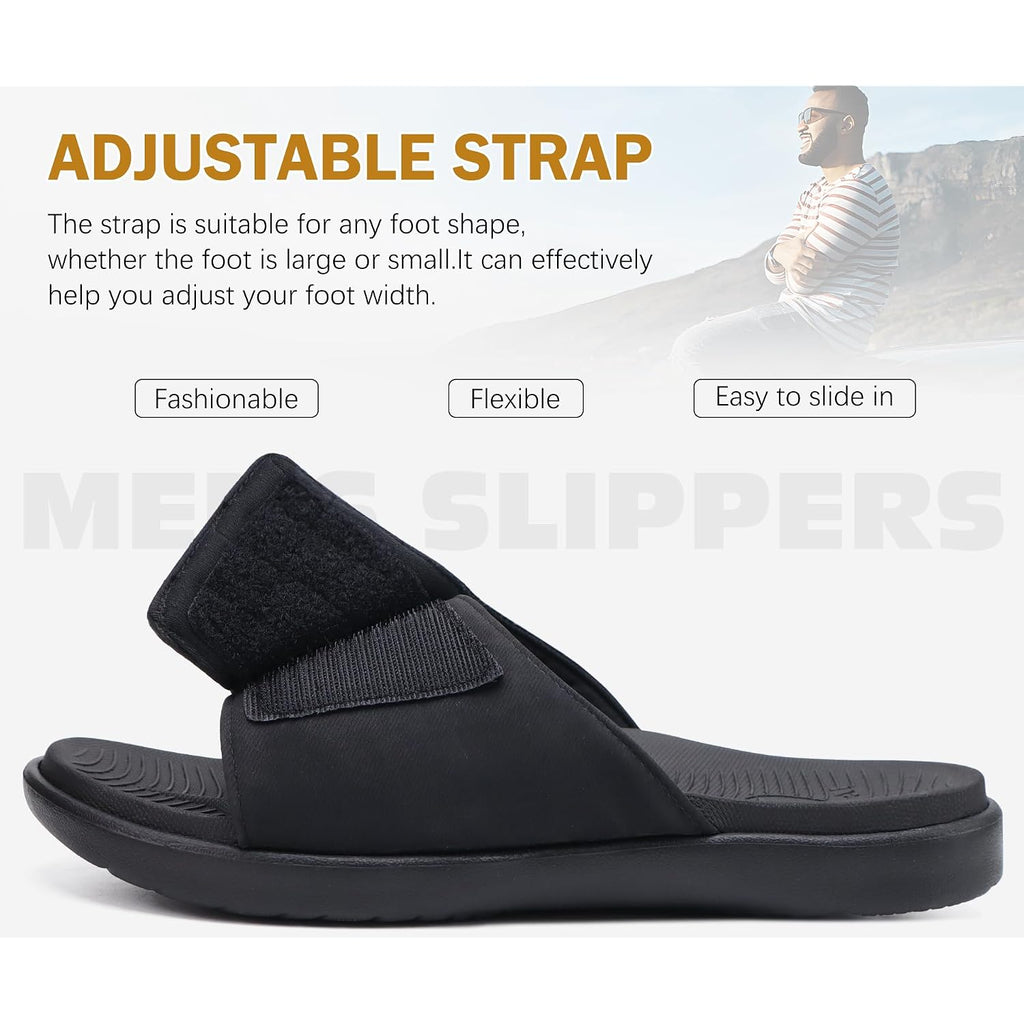 Oncai Mens Sandals Adjustable Straps Orthotic Plantar Fasciitis Open Toe Athletic Sport Slides With Soft Comfy Arch Support Footbed Size 7.5-15