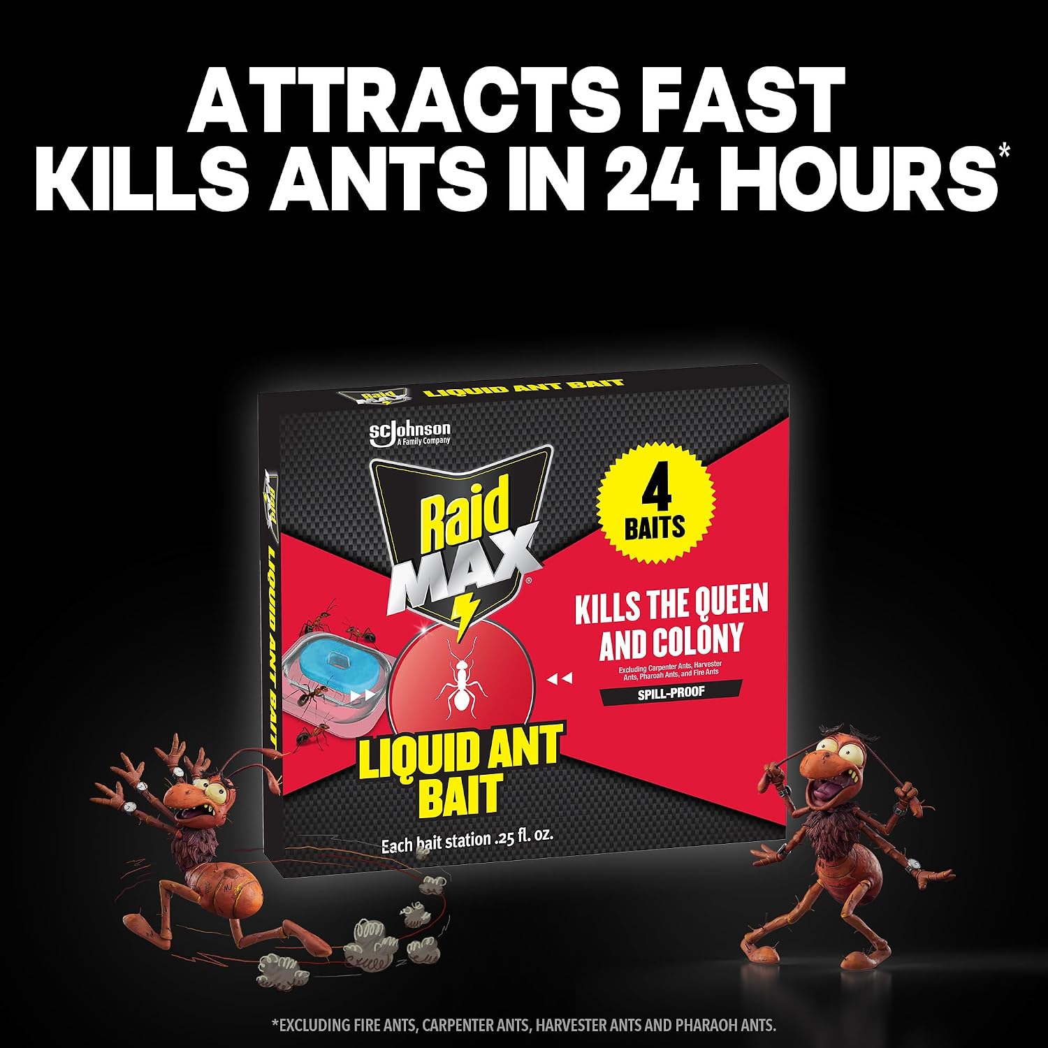 Raid Max Liquid Ant Bait, Outdoor And Indoor Bait Stations For Home, Liquid Ant Killer, 4 Count, .25 Fl. Oz. Each