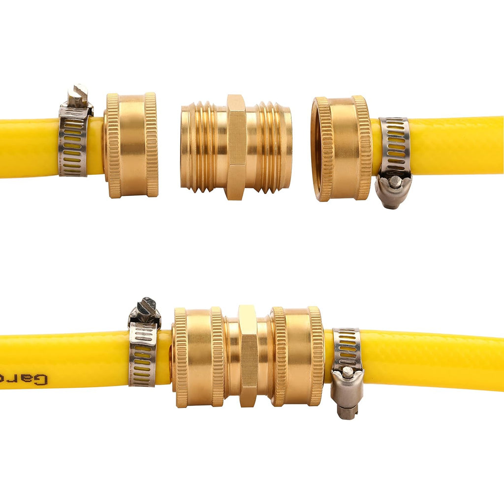 Garden Hose Connector, Male To Male Hose Adapter, 2 Pack 3/4 Inch Brass Water Hose Connector For Female Hose To Female Hose,(3/4" Ght Double Male) | Male To Male Hose Adapter, For Female Hose To Female Hose
