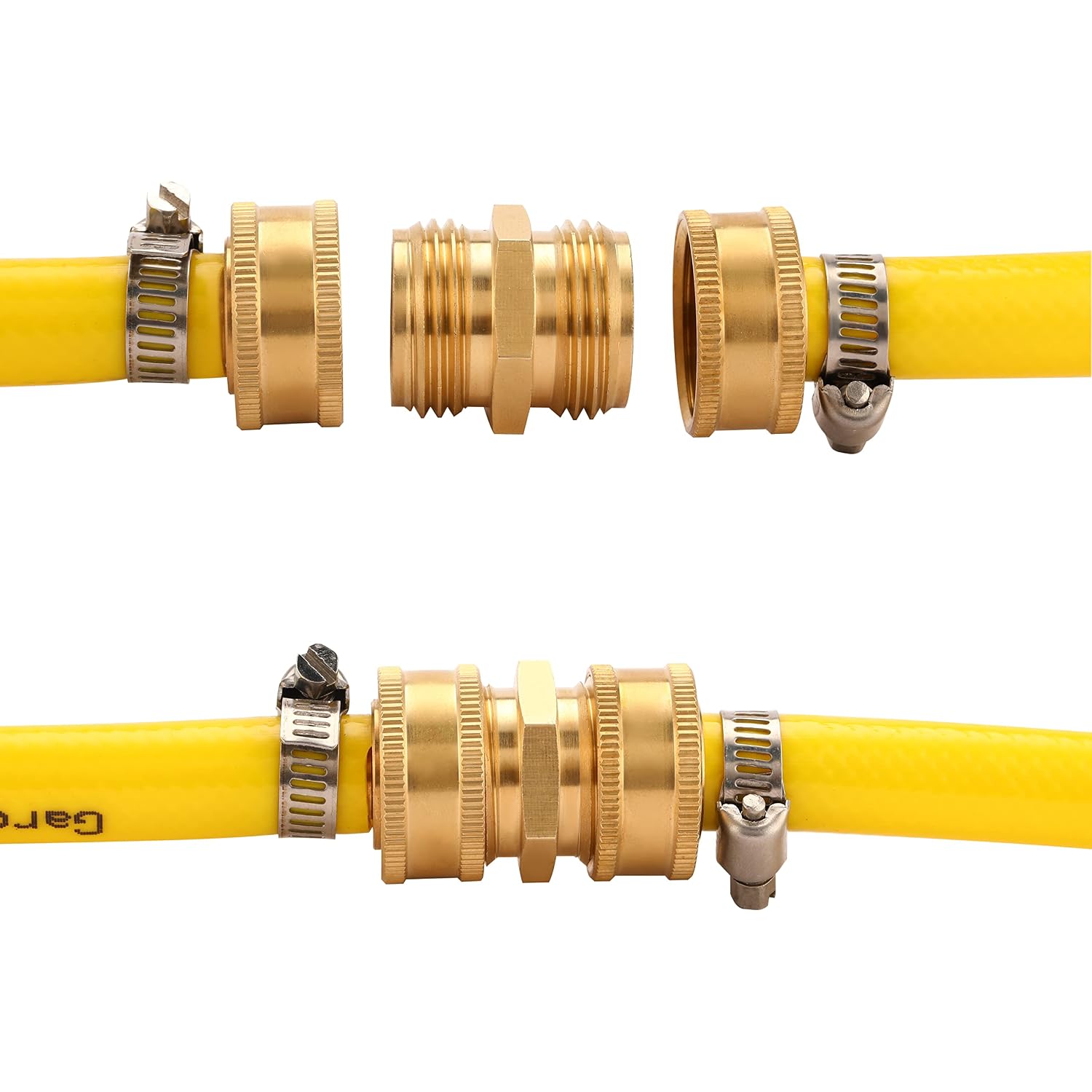 Garden Hose Connector, Male To Male Hose Adapter, 2 Pack 3/4 Inch Brass Water Hose Connector For Female Hose To Female Hose,(3/4" Ght Double Male) | Male To Male Hose Adapter, For Female Hose To Female Hose