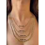 JEWELHEART 14K 10K Real Gold Flat Mariner Chain Necklace, 1.5mm - 4.65mm Diamond Cut Anchor Link Chain For Men - Dainty Yellow Gold Pendant Necklace For Women Lobster Clasp 16" 18" 20" 22" 24"