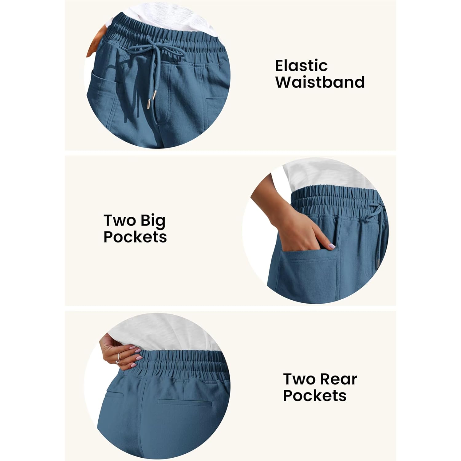 Womens Casual Elastic Shorts Summer Drawstring Waist Comfy Shorts with Pockets