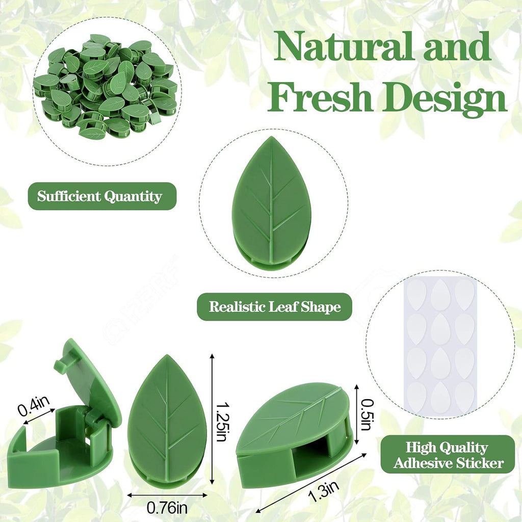 Geiserailie 60 Plant Climbing Clips Wall Fixture With 72 Stickers For Vine | Invisible Leaf Traction Fixer, Self-Adhesive Hook, Indoor Outdoor Use, Decoration, Clear Acrylic Sticker