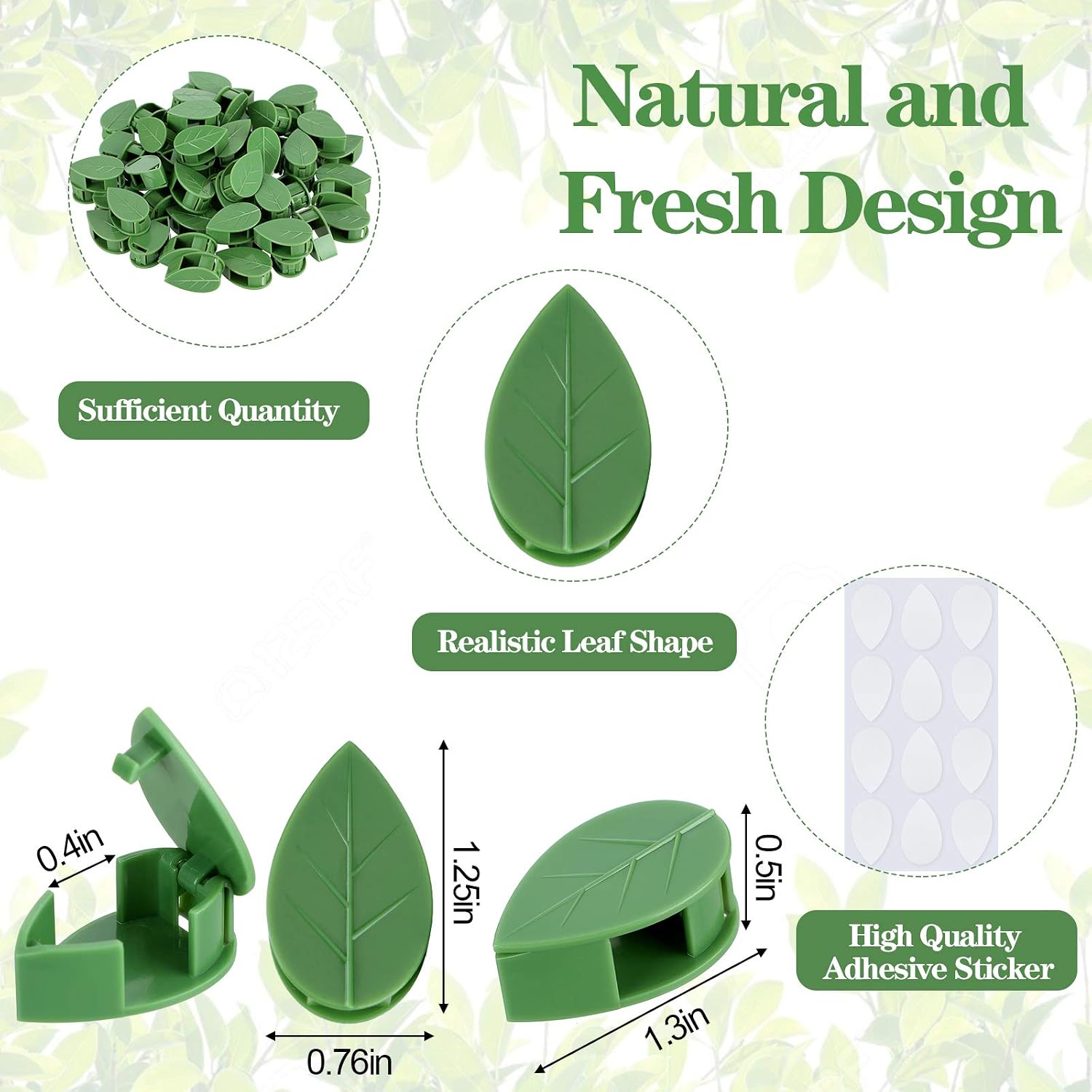 Geiserailie 60 Plant Climbing Clips Wall Fixture With 72 Stickers For Vine | Invisible Leaf Traction Fixer, Self-Adhesive Hook, Indoor Outdoor Use, Decoration, Clear Acrylic Sticker