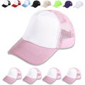 5 Pack Sublimation Blank Baseball Cap Adjustable Hat Polyester Mesh Trucker Hats for Men and Women 5pcs Pink and White Hat