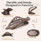 6 Pcs Flat Hair Clips For Women - French Concord Large Flat Claw Clips For Thick Thin Hair, Comfortable Curved Lay Down Duckbill Clips, Matte Non-Slip Strong Hold Hair Accessories, Tortoise & Black