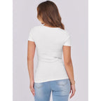 Women Short Sleeve Tops Scoop Neck Ribbed Knit Slim Fitted Basic Tee Shirt Casual Summer Clothes 2026 Spring Outfits
