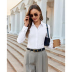 Women’s Button Down Shirt Slim Fit Stretch Wrinkle-Free Shirts for Women Long Sleeve Collared Work Blouse for Casual