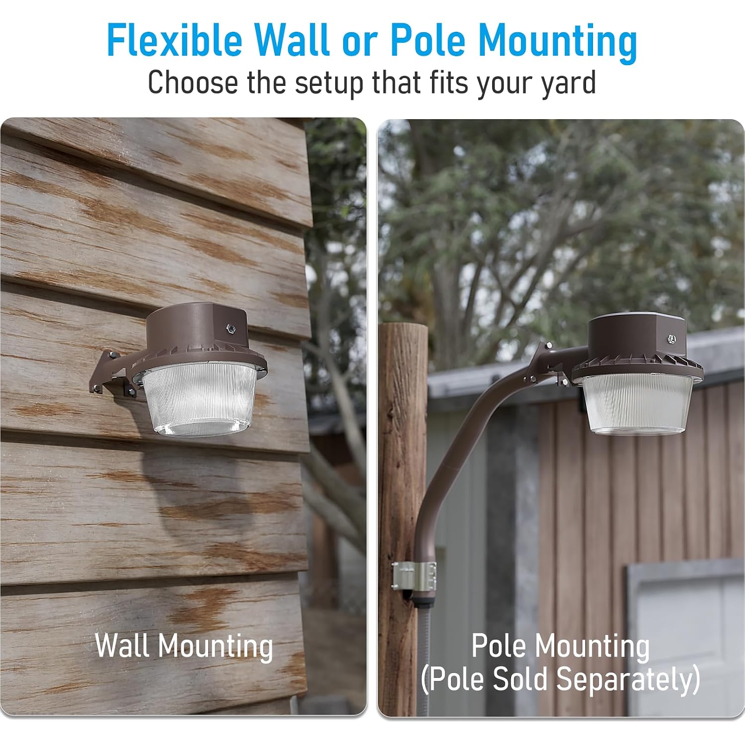 Torchstar Led Barn Light Dusk To Dawn Area Lights Aluminum 5000K Bronze | Outdoor Security Flood Lighting With Photocell, Etl & Fcc Listed, Ip65 Waterproof, 110-277V, Garage, Yard