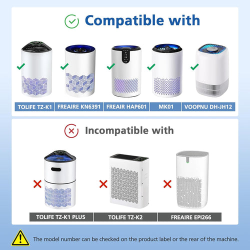 2 Pack Tz-K1 Replacement Filter Compatible With Tolife Tz-K1 Air Puri-Fier, Mk01 Mk06, Freaire Kn6391 Air Purifiers And Voopnu Dh-Jh12 Air Purifier, 3-In-1 Hepa High-Efficiency Activated Carbon Filter