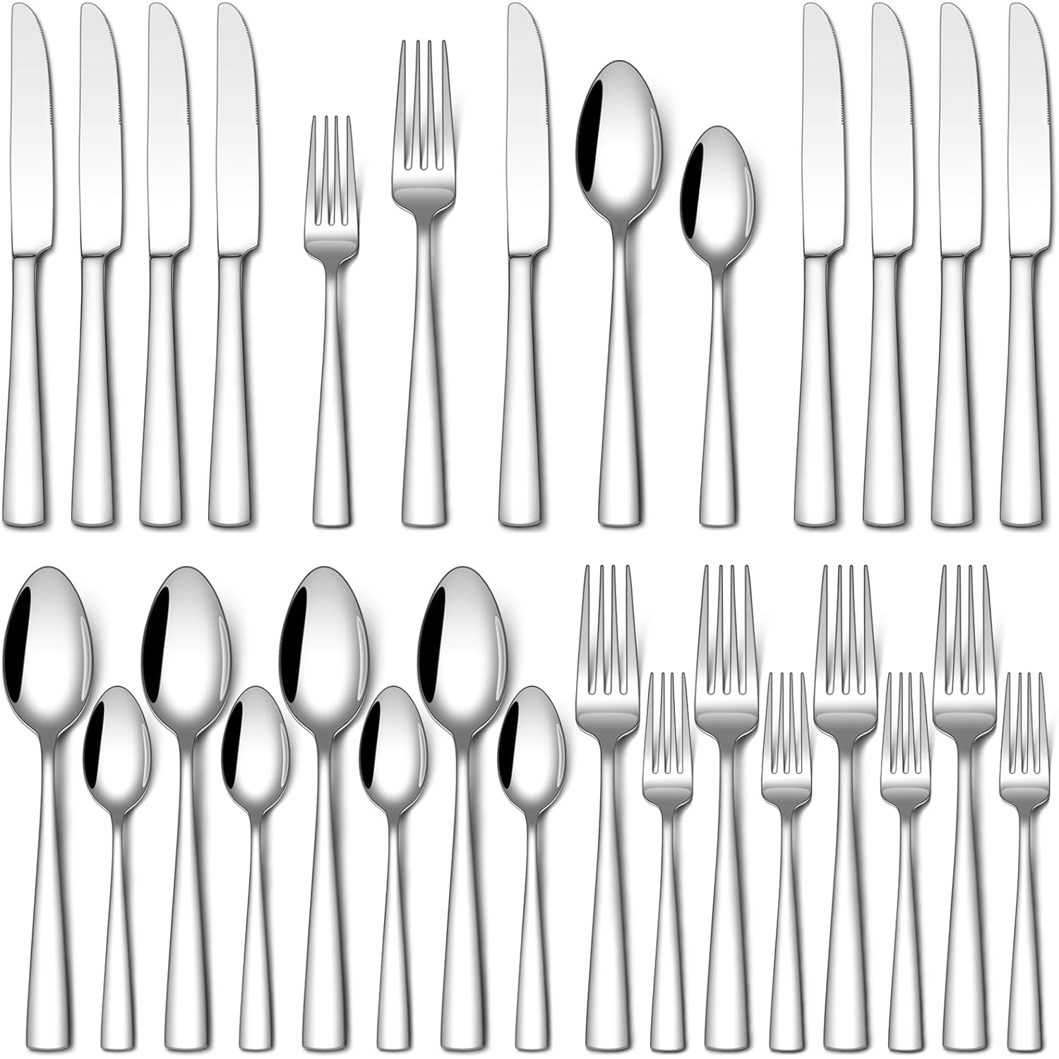 Stapava 20 Piece Silverware Set, Food-Grade Stainless Steel Flatware Sets for 4 Mirror Polished Cutlery Utensil Sets Include Dinner Knives Spoons and Forks Set Dishwasher Safe for Home Restaurant