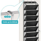 10 Tier Clear Over The Door Shoe Organizer Storage, Deep Pockets Large Hanging Shoe Rack For Closet Door, Fit 20 Pairs Shoe Holder Hanger For Sneakers, Boots (Black)