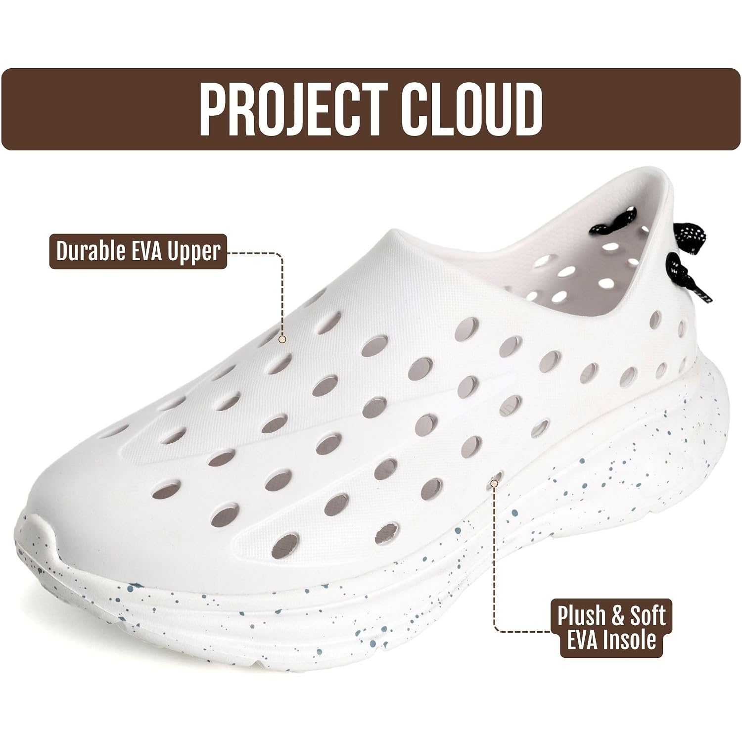 Project Cloud Recharge Recovery Shoes For Women & Men - Waterproof Slip-On Water Shoes, Plush Soft Insole - Non Slip Lightweight Shoes For Gym, Beach, Pool, Garden & Post-Workout Recovery (Recharge)
