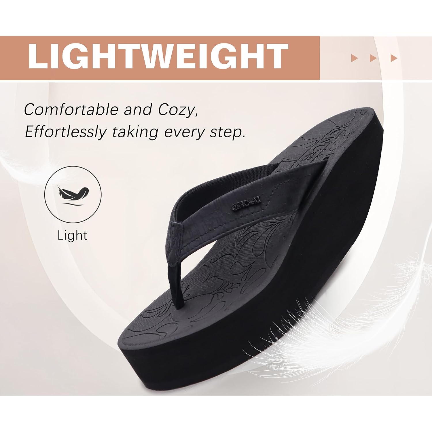 Oncai Women’S Platform Wedge Flip Flops Trendy Dressy Womans Summer Flatform Chunky Heel Sandals With Comfortable Walking Outdoor Rubber Soles (Us Size 5-11)