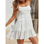 Makemechic Women'S Boho Mini Dress Summer Vacation Sundress Dots Sleeveless Cami Country Short Dress