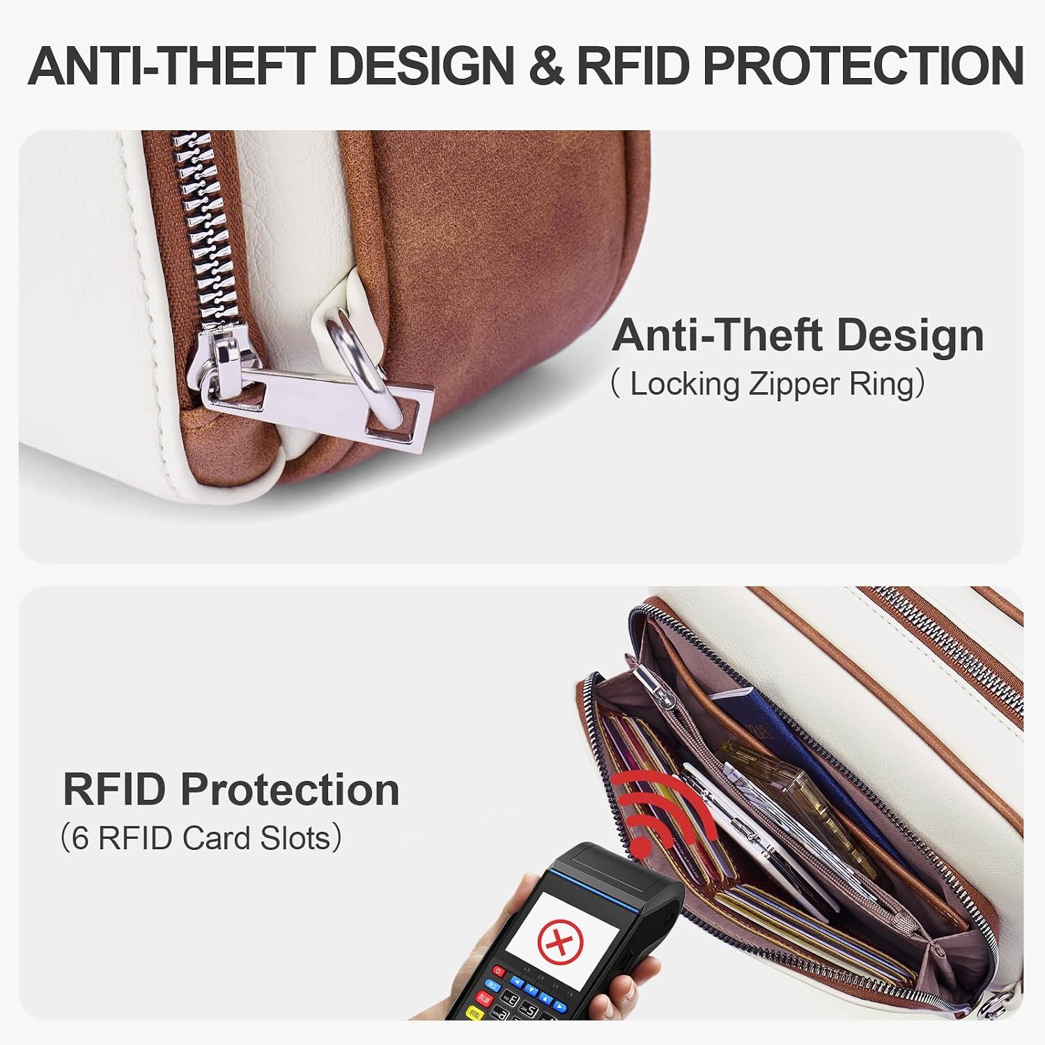 Crossbody Purses For Women Vegan Leather Travel Anti Theft Bags Guitar Strap Shoulder Purse With Built In Wallet