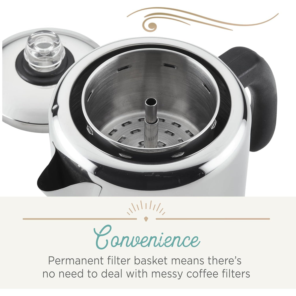 Farberware Classic Yosemite Stainless Steel Coffee Percolator - 8 Cup, Silver