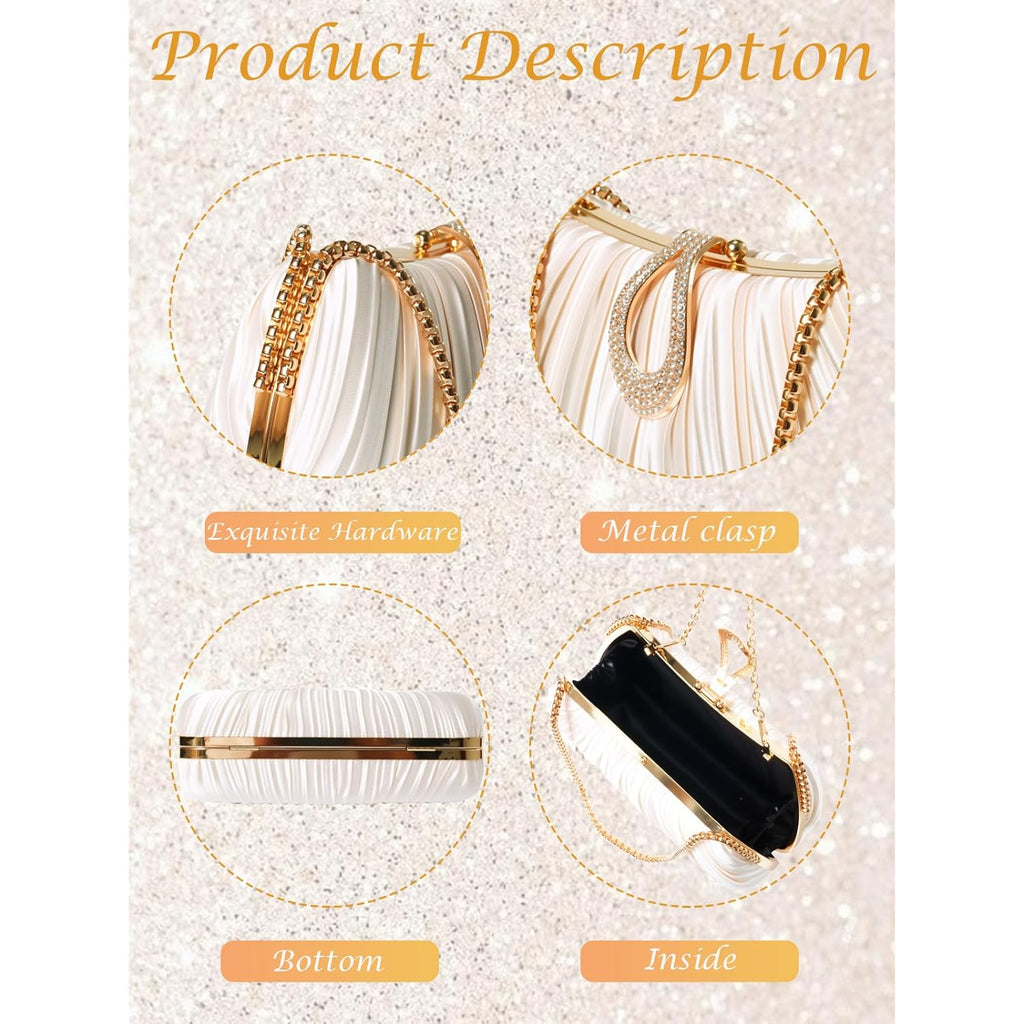 Gold Clutch Purses for Women - Elegant Sparkling evening bags for Wedding Galas, Prom Nights, Cocktail Parties& Formal Events