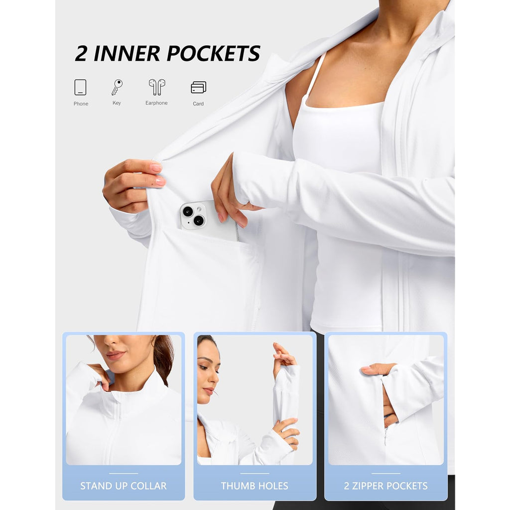 G Gradual Women'S Lightweight Athletic Jacket Sun Protection Upf 50+ Zip Up 4 Pockets Long Sleeve Shirts Workout Running