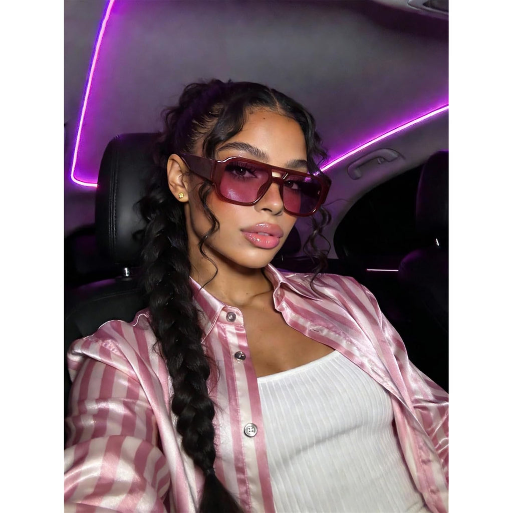 Tya Retro Oversized Aviator Sunglasses For Women Men 2026 Square Double Bridge Trendy Sun Glasses Uv400