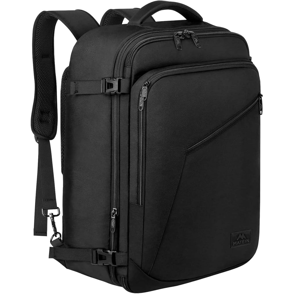 Matein Carry On Backpack, Extra Large Expandable Travel Backpack For Men | Airplane Approved, Weekender Bag For Women, Mochila De Viaje, Water Resistant, Lightweight Daypack For Flight, 40L, Black