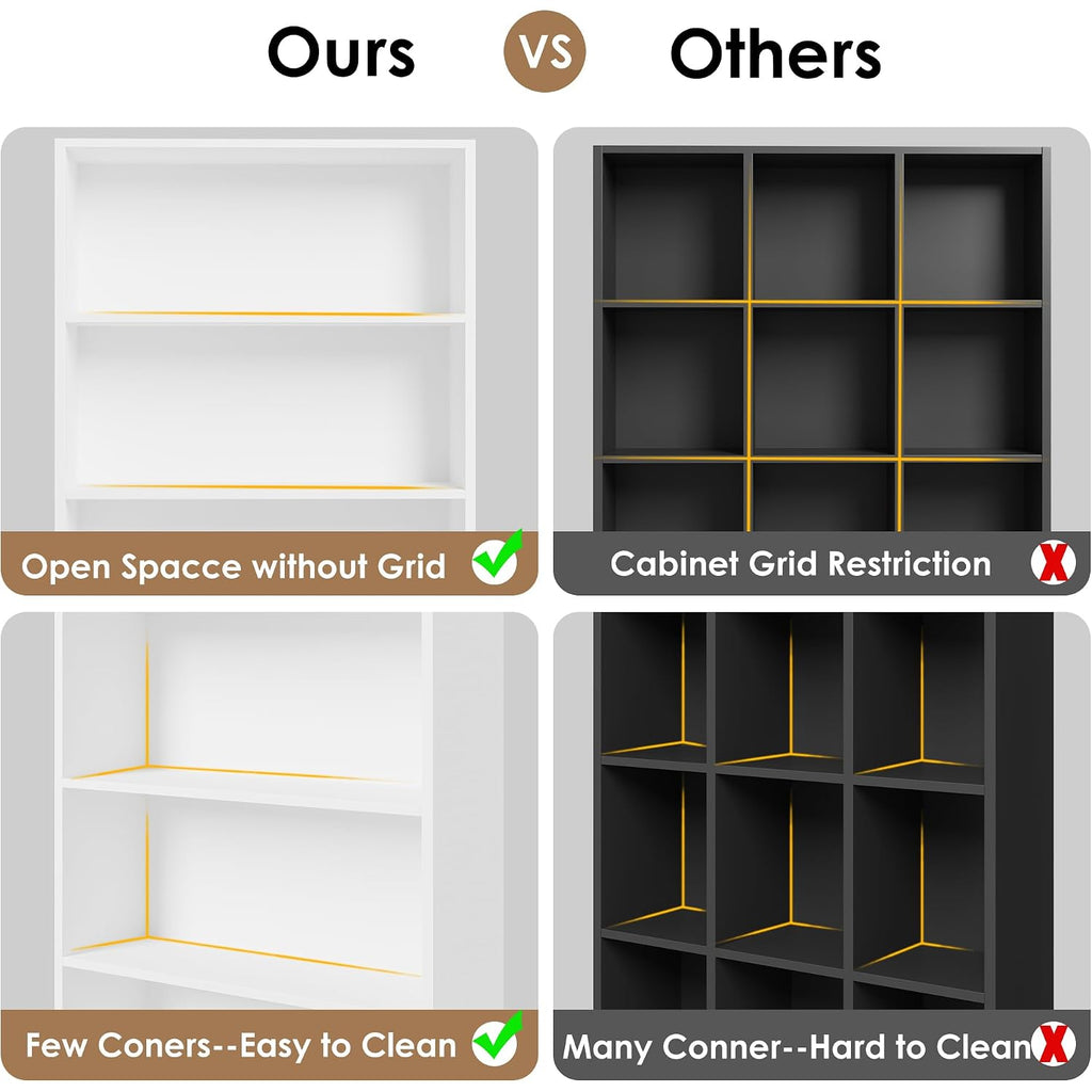 82" Tall Bookshelf, 7-Tier Open Shelves Bookcase, Freestanding Display Storage Shelves, Tall Bookcase Home Decor Furniture For Home Office, Living Room, Bedroom, White