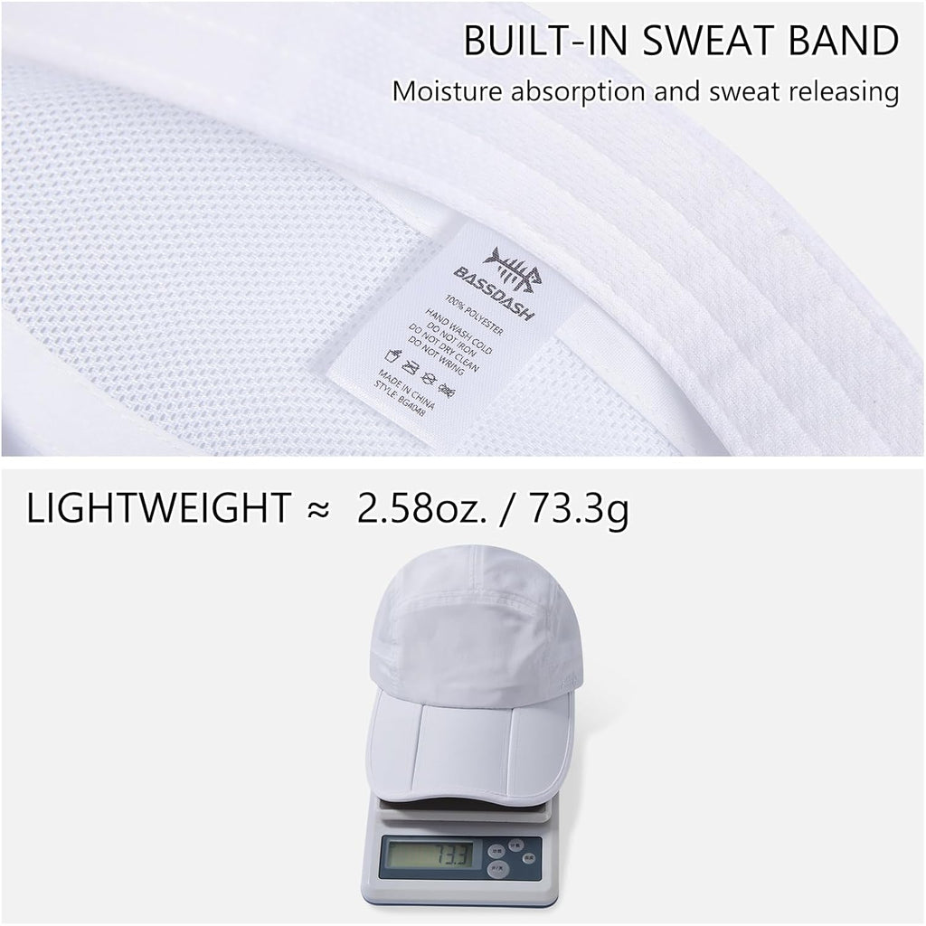Bassdash Folding Fishing Baseball Cap Upf 50+ Water Resistant Outdoor Portable Brim Hats For Women Men Hiking Adjustable