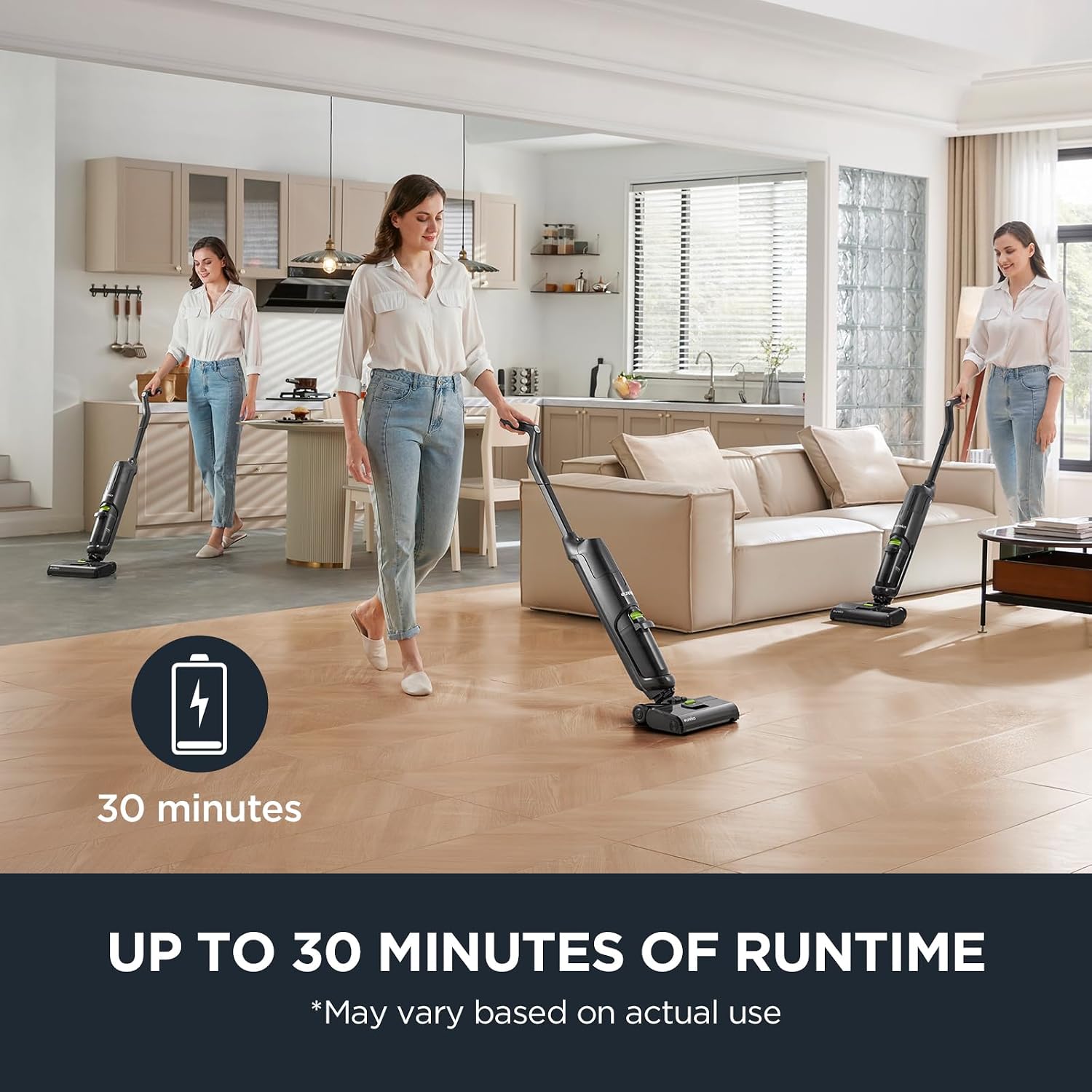 Eureka Wet Dry Vacuum Cleaner Cordless, Mop Vacuum Cleaner With Self-Cleaning System, Lightweight Hardwood Floors Vacuum For Pets And Sticky Messes, Black, New400