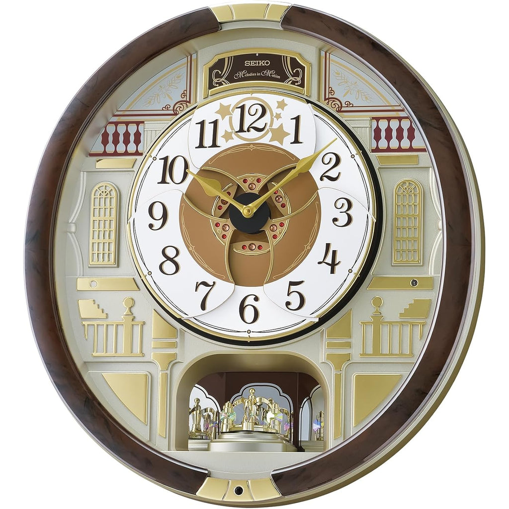 Seiko Qxm607Brhz 45 Melodies In Motion Wall Clock With Rotating Pendulum