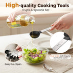 16Pcs Measuring Cups And Spoons Set, Measuring Spoon Set With Metric And Us Measurements, Fits For Measuring Dry And Liquid - Black