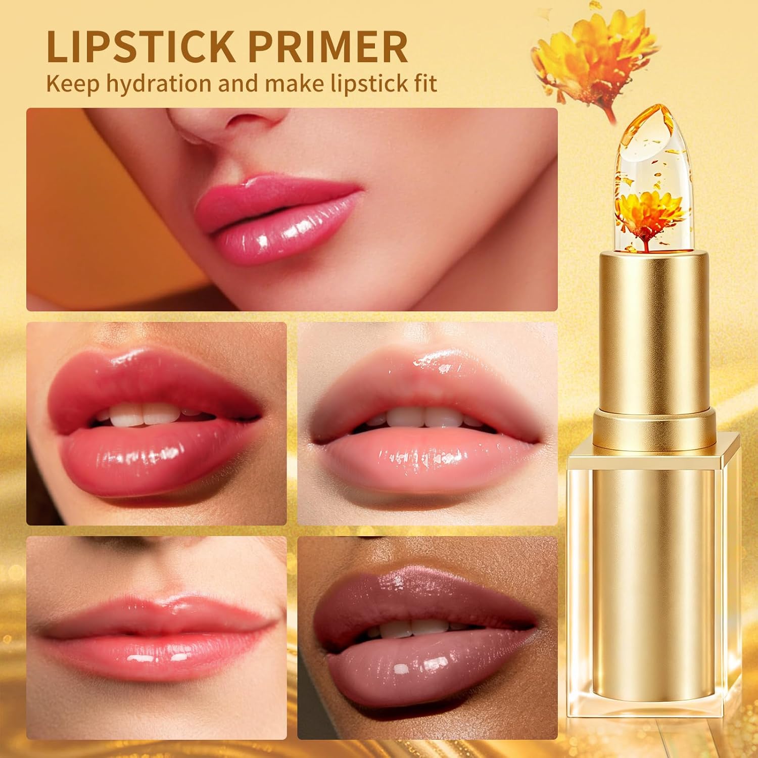 Clear Color Changing Lipstick Daisy Flower Jelly,Temperature Change Ph Adjusting Tinted Lip Balm, Moisturizing, Long Lasting, Magic Color Change Transferproof Lip Gloss | Moisturizing, Long Lasting, Nourishing
