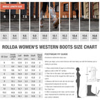 Hisea Rollda Cowboy Boots For Women Western Cowgirl Boots With Chunky Heel Ladies Snip Toe Mid-Calf Boots