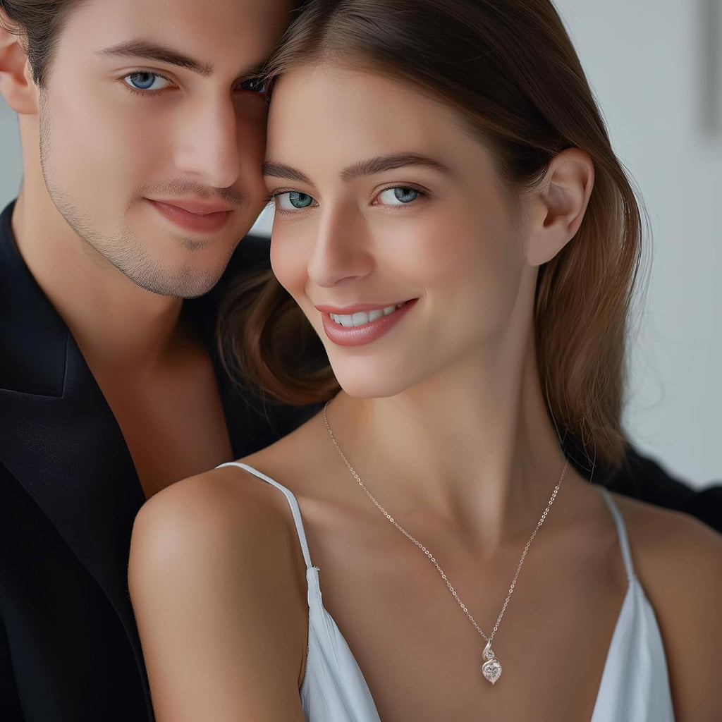 Mothers Day Gifts for Mom, Moissanite Necklaces for Women, 925 Sterling Silver Necklace with Birthstone, Ideal Anniversary Present or Birthday Christmas Valentine Jewelry Gift for Woman Wife Her Girlfriend