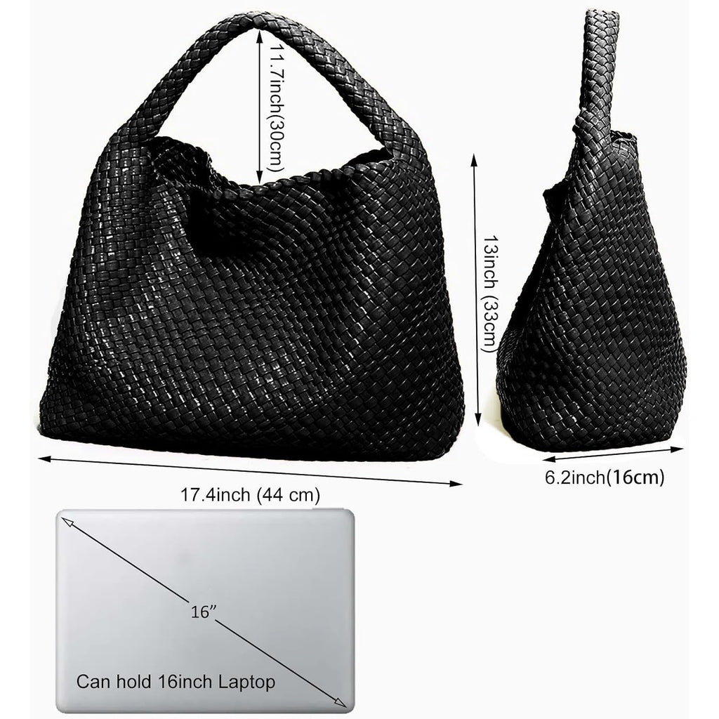 Woven Tote Bag For Women With Purse, Fashion Shoulder Hobo Underarm Bags, Large Woven Handmade Work Commuter Day Bags