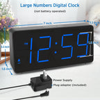 Peakeep Digital Alarm Clock For Bedrooms Bedside, Loud For Heavy Sleepers | Large Big Led Numbers Dimmable For Seniors, Battery Backup Plug In Electric Clock With Usb Charger (Blue)