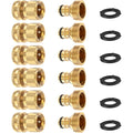 Finest+ Garden Hose Quick Connector, Solid Brass 3/4 Inch Thread Fitting No-Leak Water Hose Female And Male Easy Connect (6 Sets)