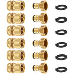 Finest+ Garden Hose Quick Connector, Solid Brass 3/4 Inch Thread Fitting No-Leak Water Hose Female And Male Easy Connect (6 Sets)