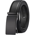 Sendefn Men'S Leather Belt Automatic Ratchet Buckle Slide Belt For Dress Casual Trim To Fit With Gift Box