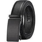 Sendefn Men'S Leather Belt Automatic Ratchet Buckle Slide Belt For Dress Casual Trim To Fit With Gift Box