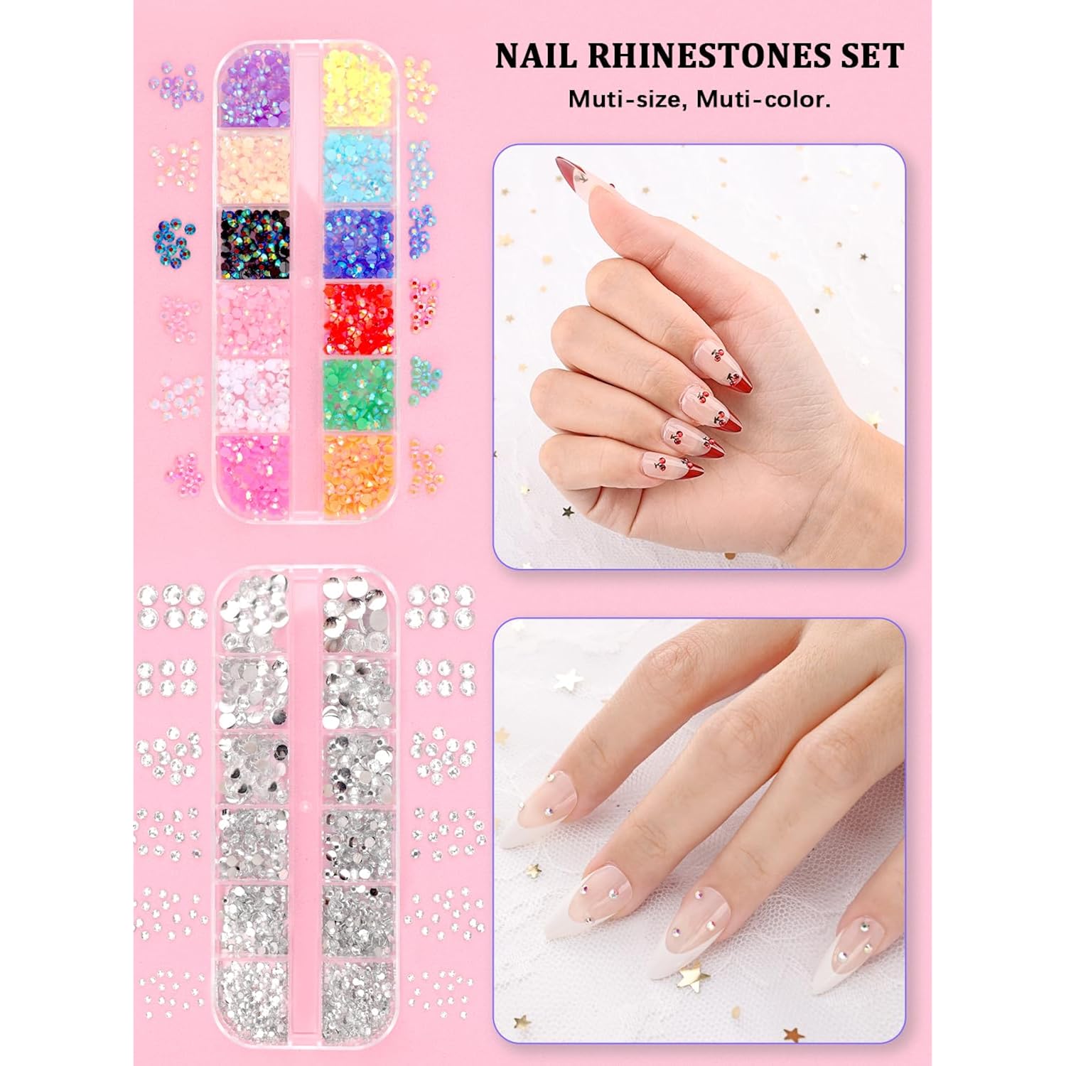 YOOVR Nail Art Kit, Nail Art Tools, Nail Design Tools, Nail Art Brushes Decoration Kit, Nail Dotting Tool, Nail Kit for Beginners, Chrome Nail Powder, Nail Stickers, Nail Rhinestones, Nail Charms Gems