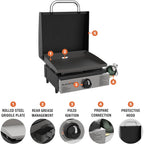 Blackstone 1814 Propane Gas Griddle, 17 Inch, Black | Stainless Steel, Portable Flat Top, Heavy Duty, For Kitchen, Camping, Outdoor, Tailgating