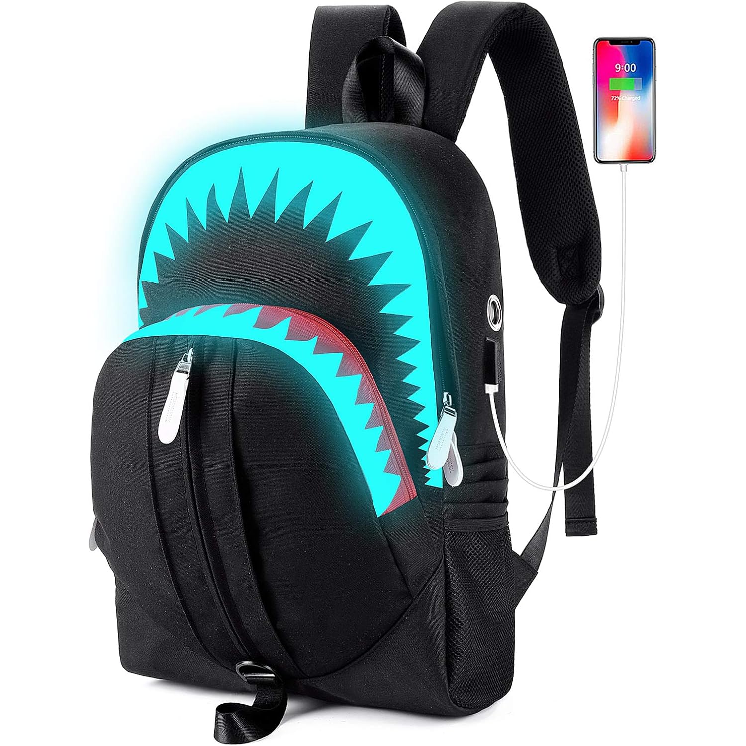 Mcwth Shark Backpacks For Teen Boys, Cool Kids Backpack For School Bookbags (Glow)