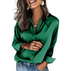 Satin Blouses for Women Silk Button Down Shirts Long Sleeve Business Casual Tops