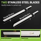 Workpro Electric Knife For Meat Slicing, Cordless Electric Carving Knife For Turkey, Fish & Bread, Two Stainless Steel Blades, Ergonomic Handle, Storage Case & Serving Fork Included, Black