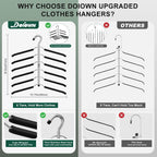 Doiown Space Saving 6 Tier Coat Hangers - Non Slip Foam Padded, Black Metal Sweater & T Shirt Hangers For Men & Women, 2 Pack Closet Organizers