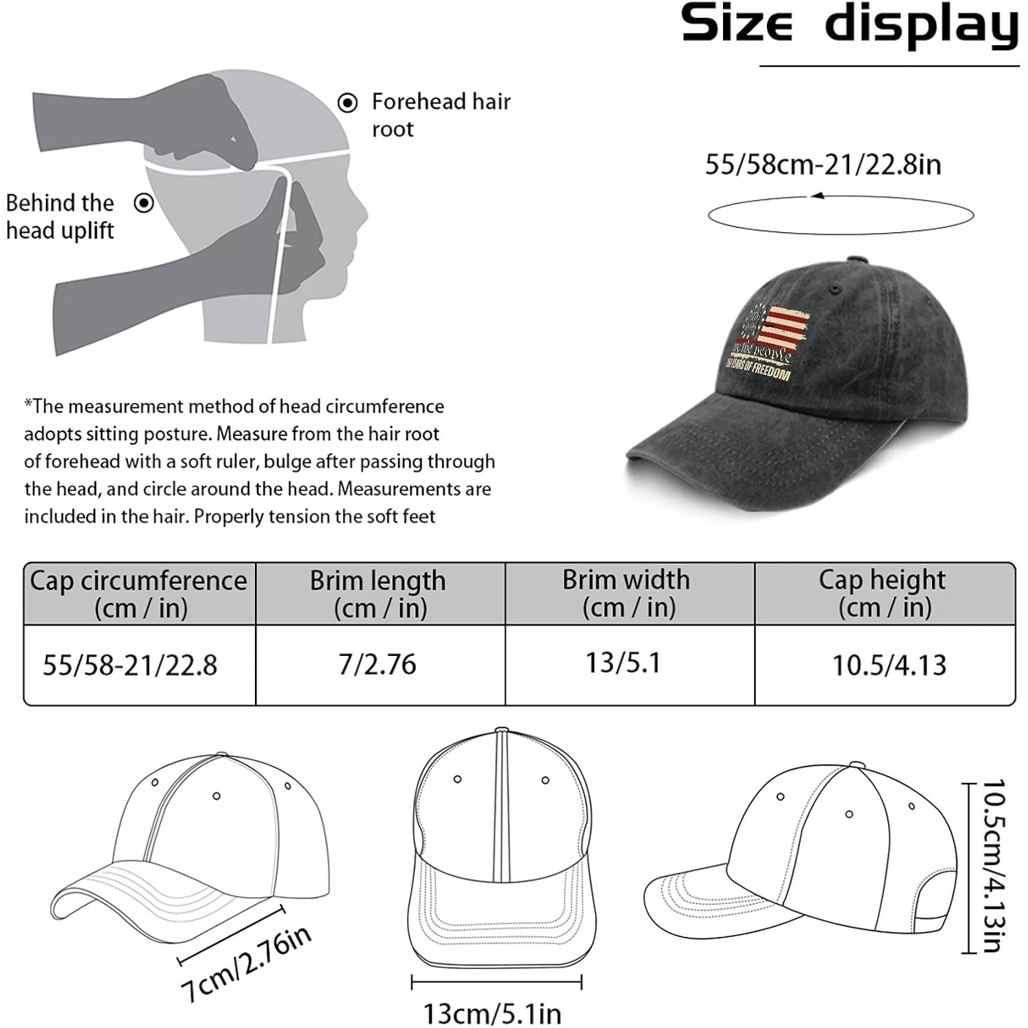 U.S. 250Th Anniversarys Hat For Men Classic Washed Distressed Baseball Cap