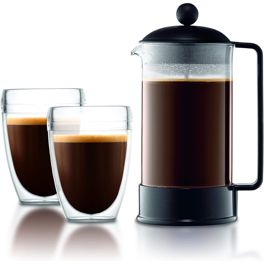 Bodum 34Oz Brazil French Press Coffee Maker, High-Heat Borosilicate Glass, Black - Made In Portugal