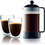 Bodum 34Oz Brazil French Press Coffee Maker, High-Heat Borosilicate Glass, Black - Made In Portugal