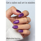Semi Cured Gel Nail Strips, Purple Cat Eye 20pcs Adhesive UV Sticker, Wraps for Home Manicure DIY